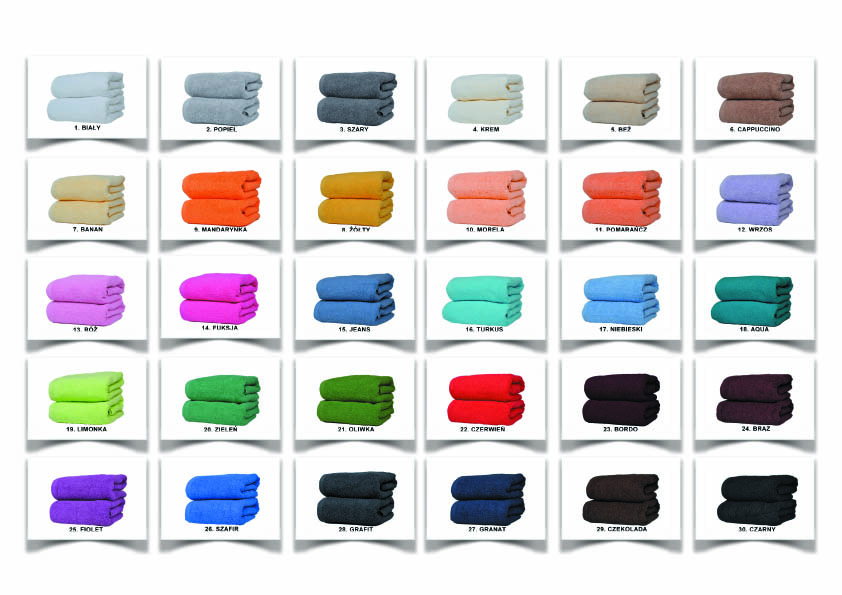 ręczniki paleta kolorów